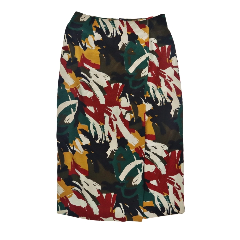 Jones‎ New York Skirt 100% Silk Multicolored Midi Pencil Casual 100% Size 10